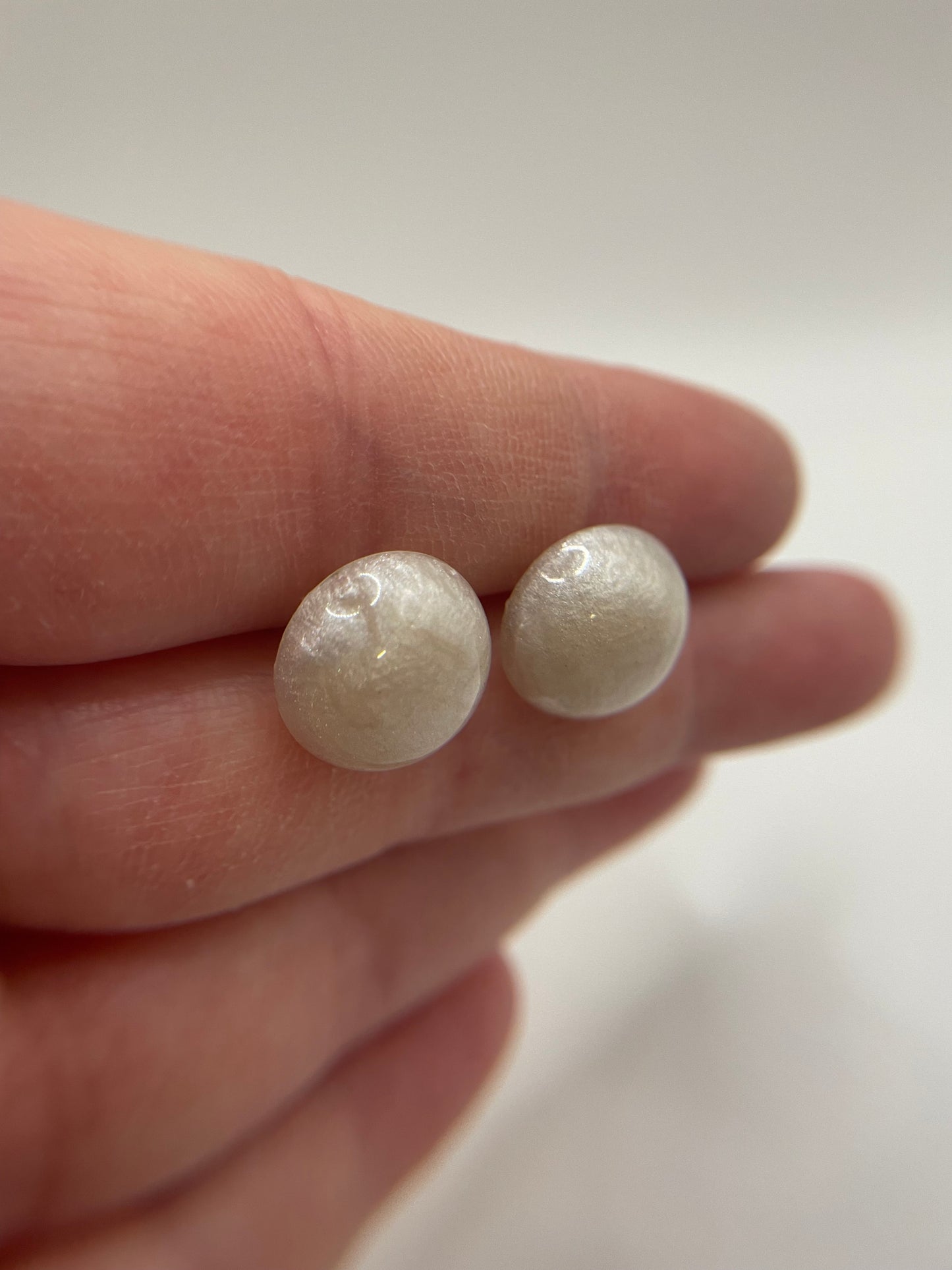 Pearlescent White Stud Earrings-Nickel Free