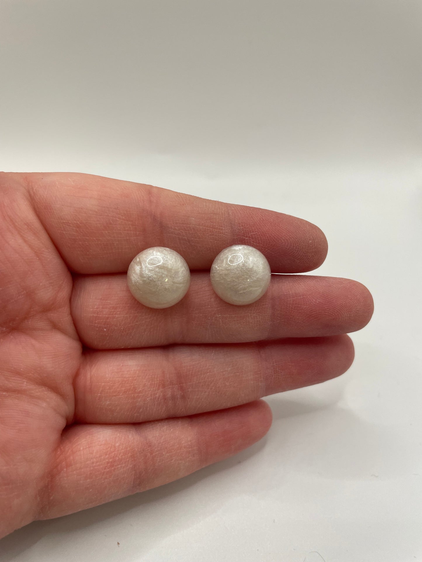 Pearlescent White Stud Earrings-Nickel Free