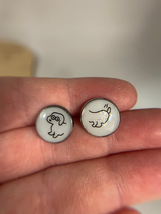 Cute Dog Stud Earrings-Stainless Steel