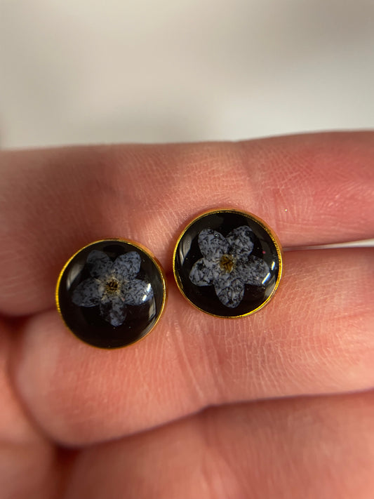 Forget-Me-Not Floral Stud Earrings-Stainless Steel