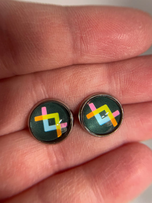 Geometric Pastel Stud Earrings