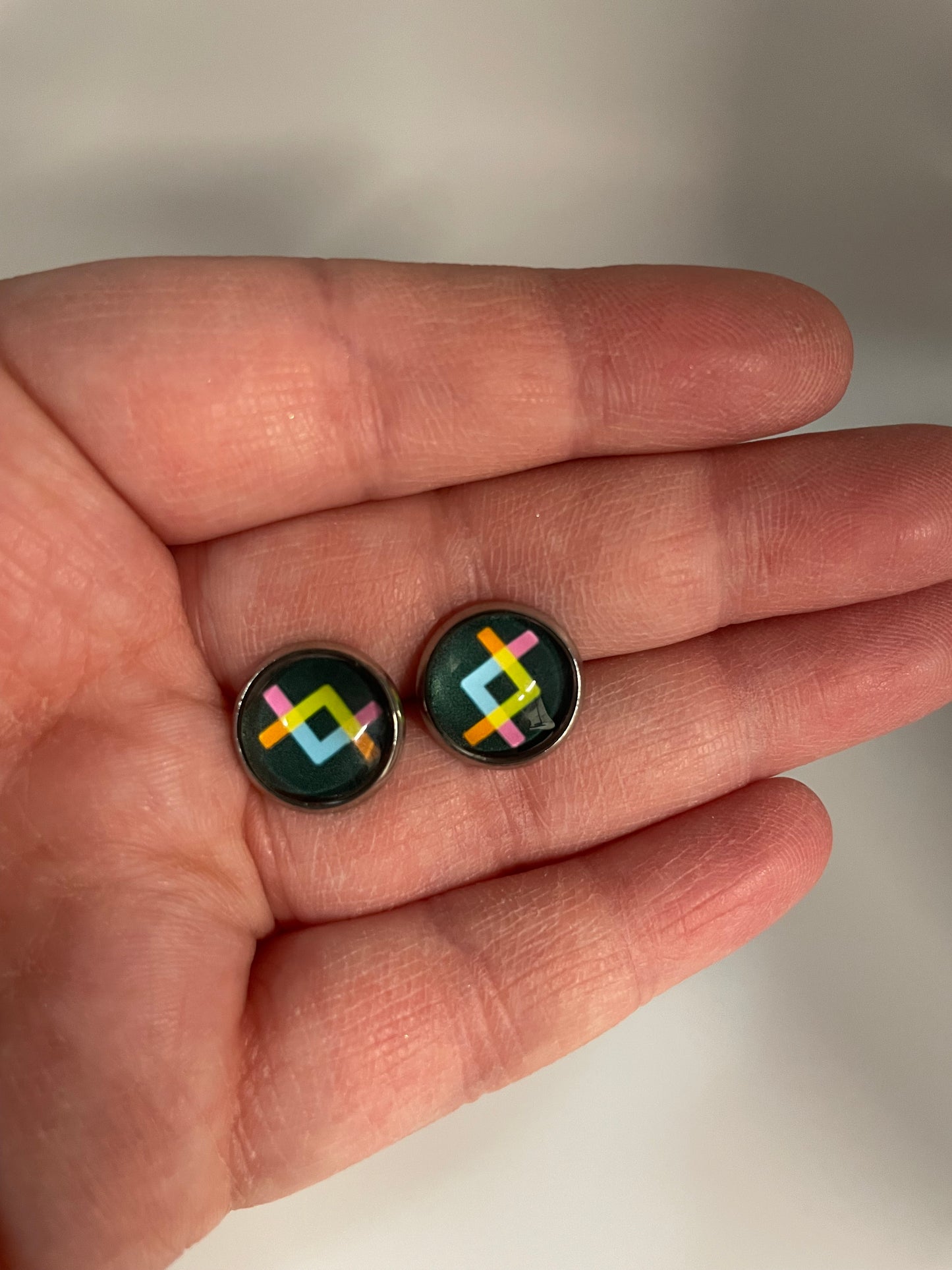 Geometric Pastel Stud Earrings