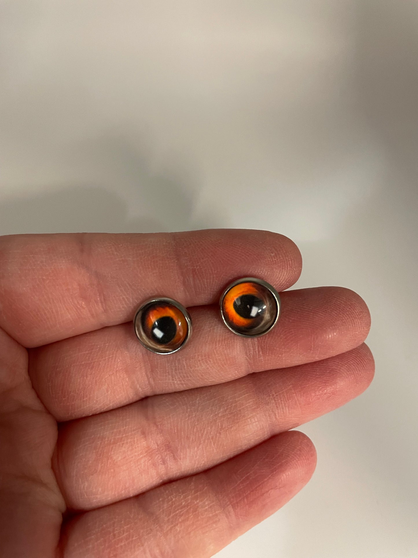 Fiery Eye Glass Cabochon Stud Earrings