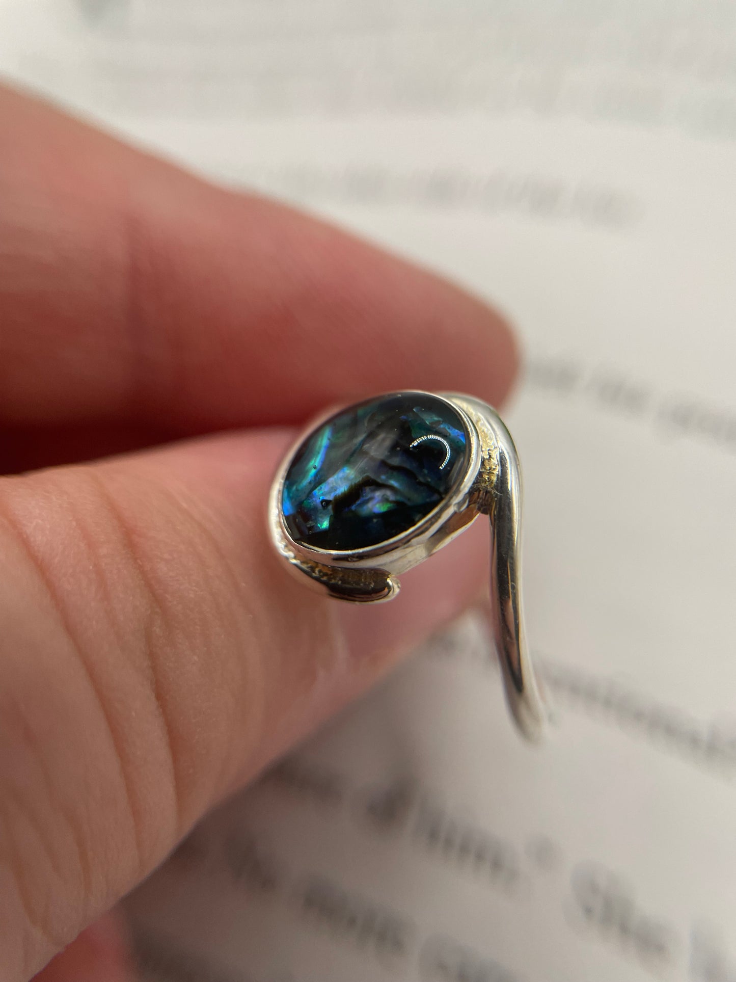 Bague ovale coquillage bleu-Taille 8US