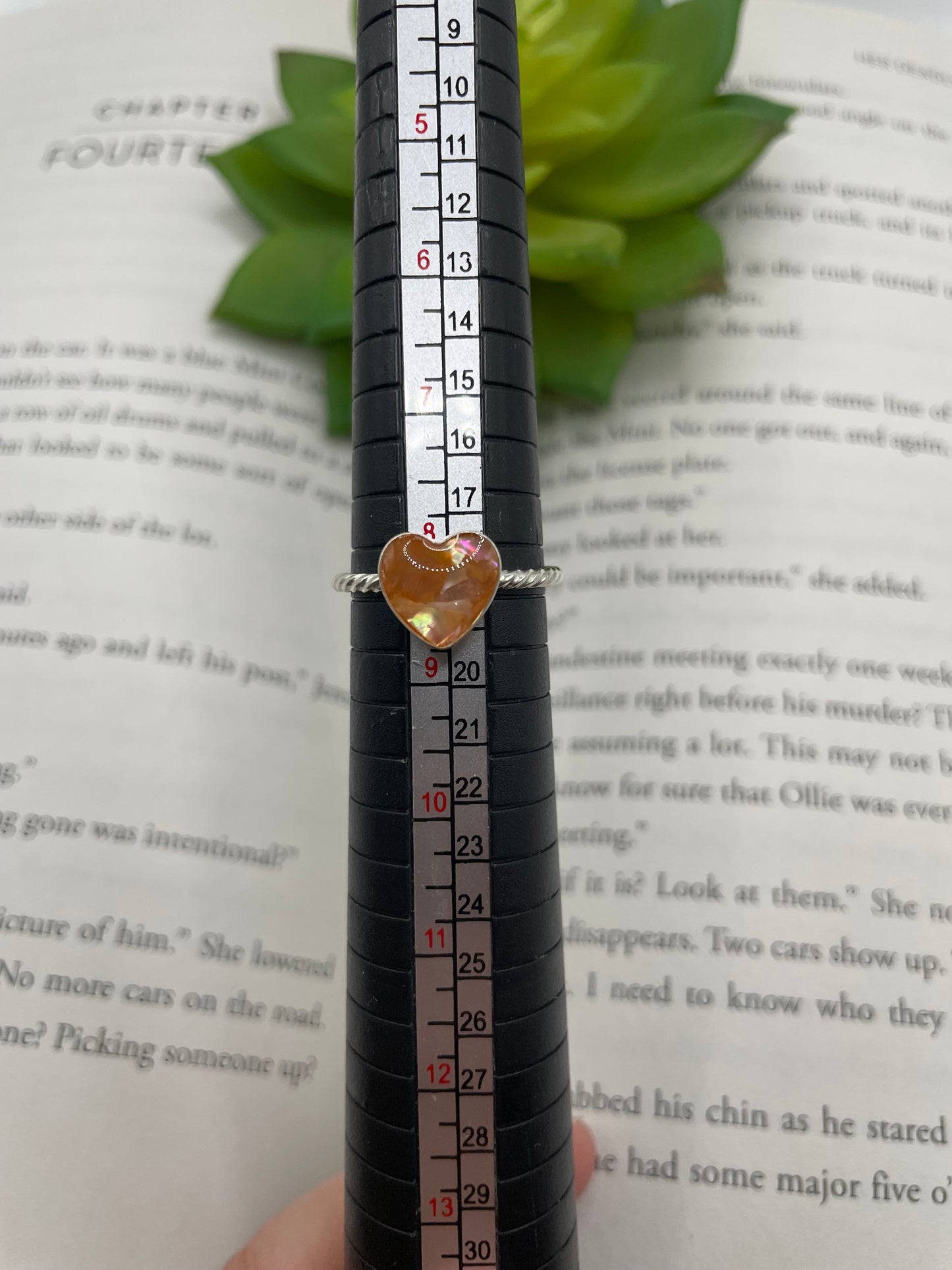 Bague coeur coquillage rose-Taille 8US