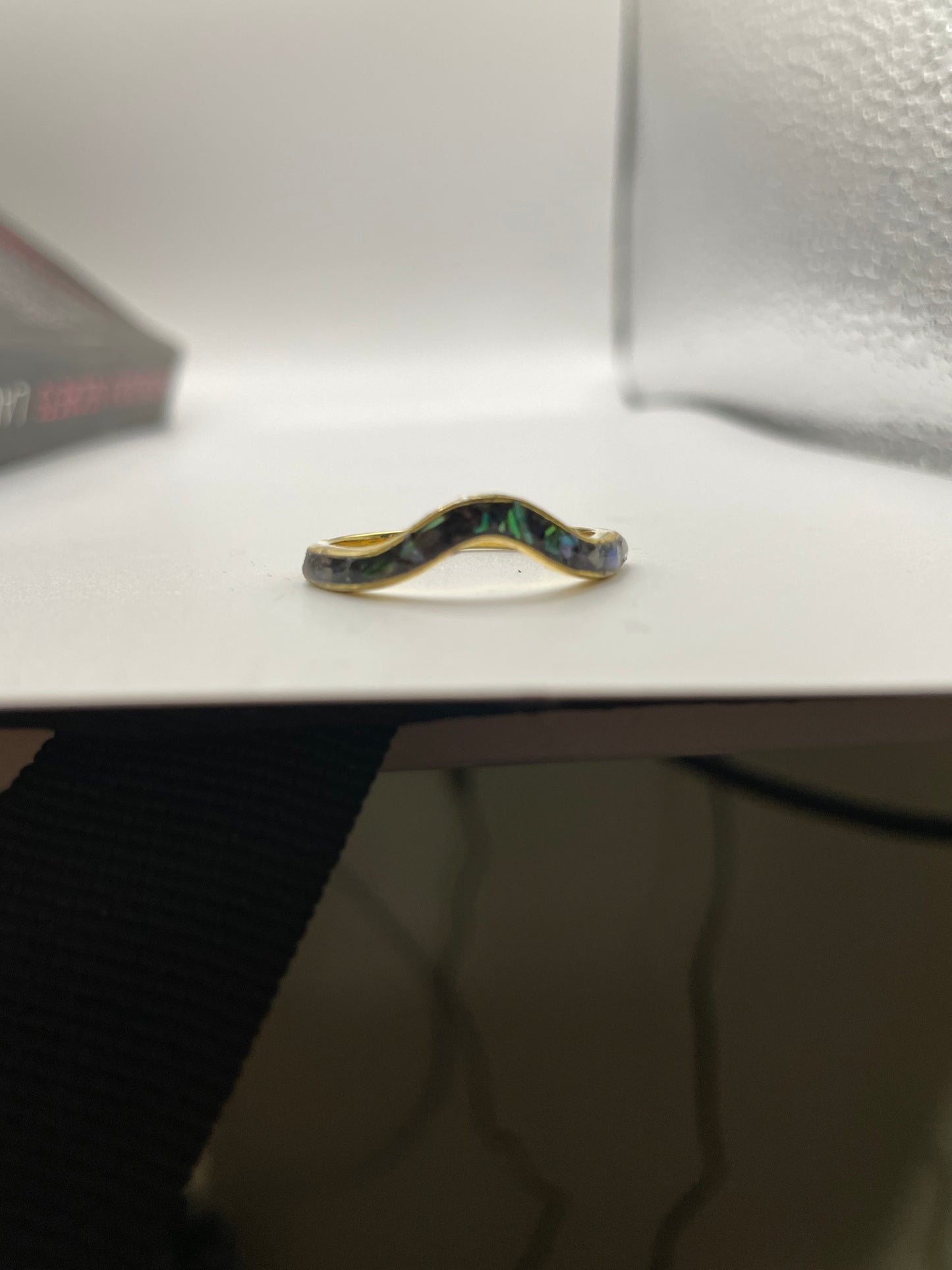 Gold Wave Shell Band Ring-Size 11US