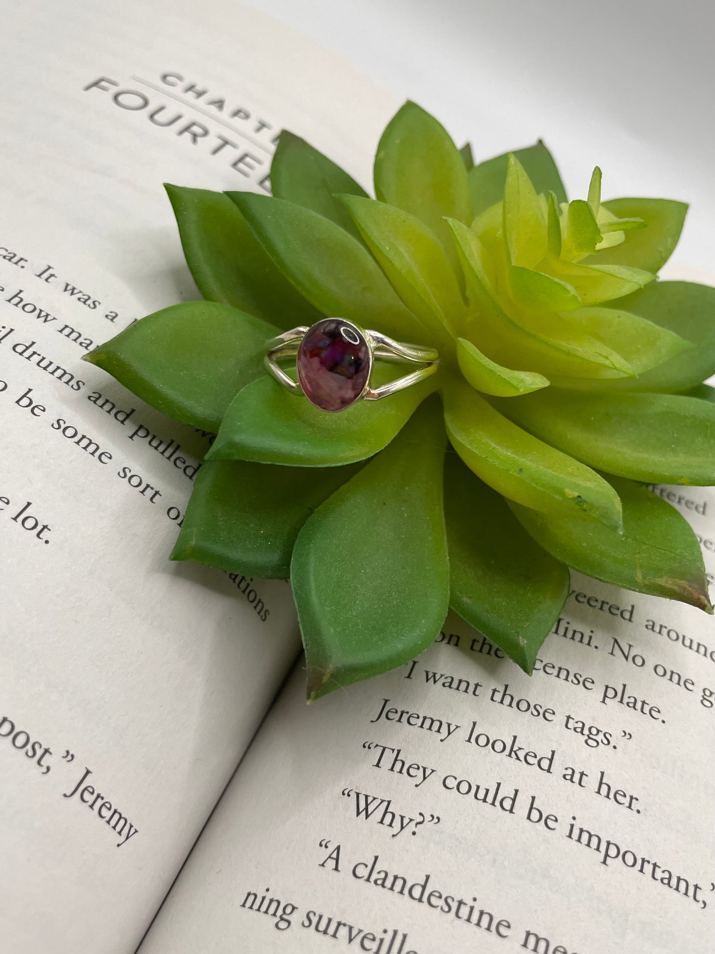 Pink Shell Oval Double Band Ring-Size 10½ US