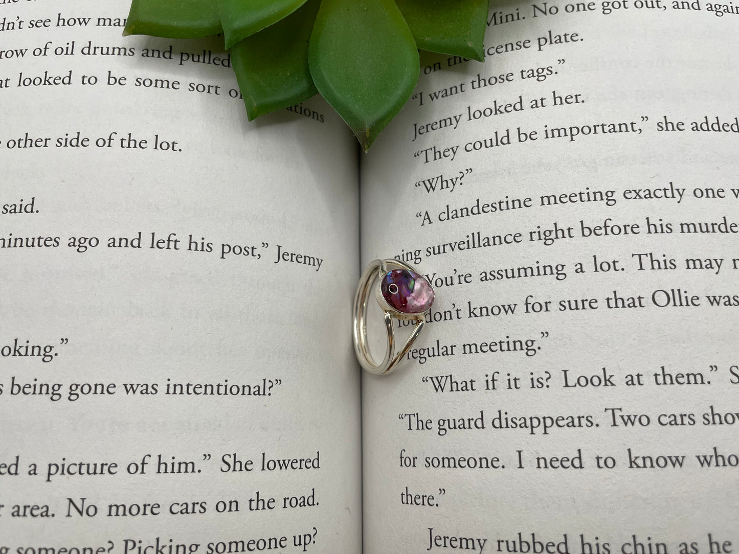 Pink Shell Oval Double Band Ring-Size 10½ US