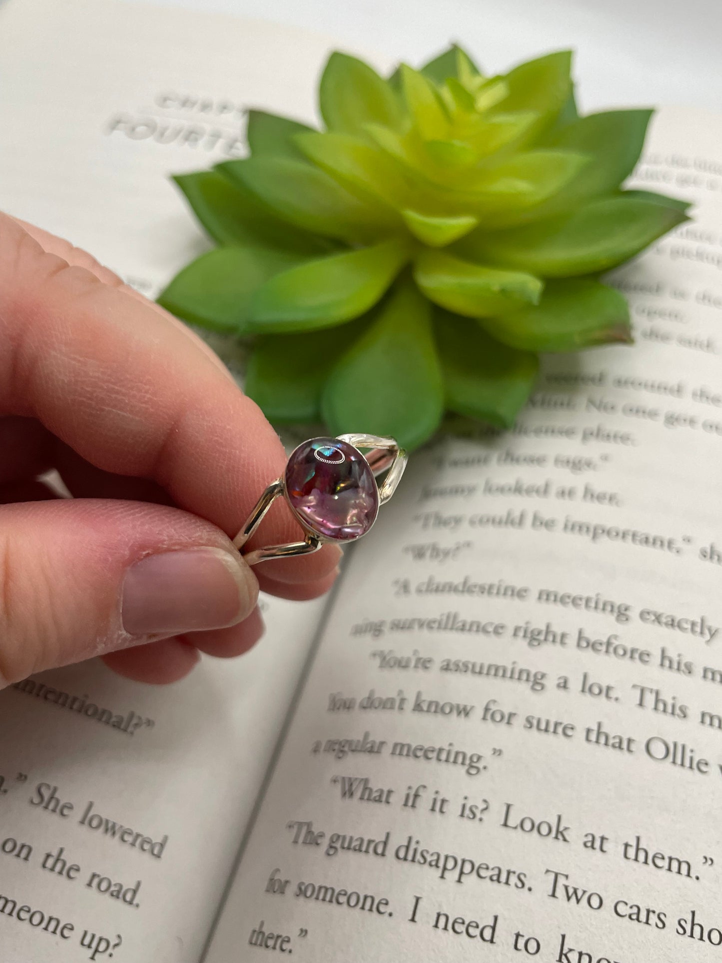 Pink Shell Oval Double Band Ring-Size 10½ US