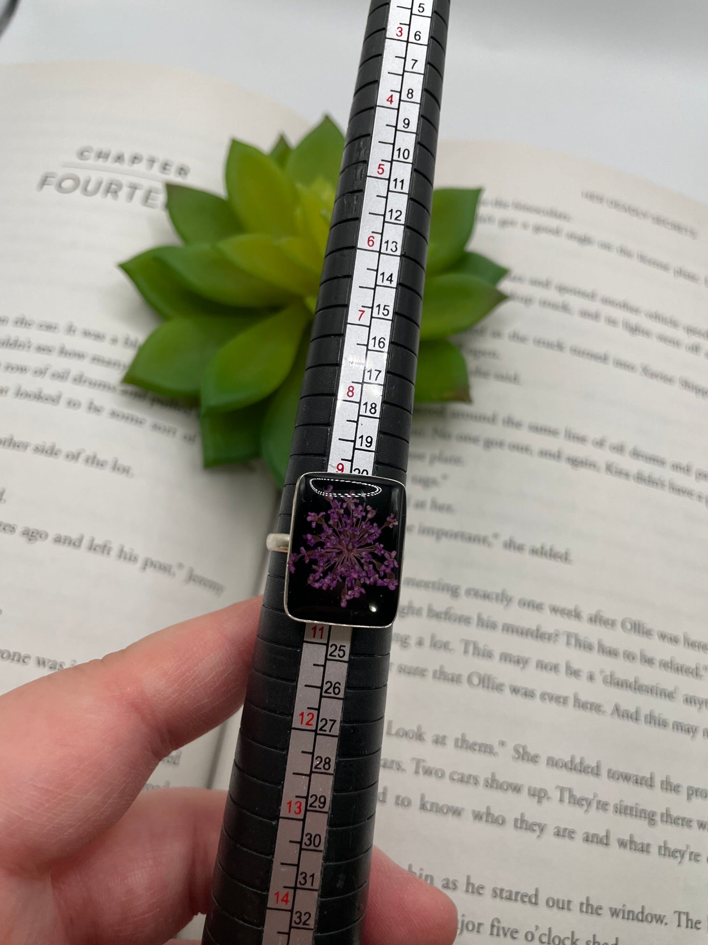 Purple Queen Anne’s Lace Statement Ring-Size 10US