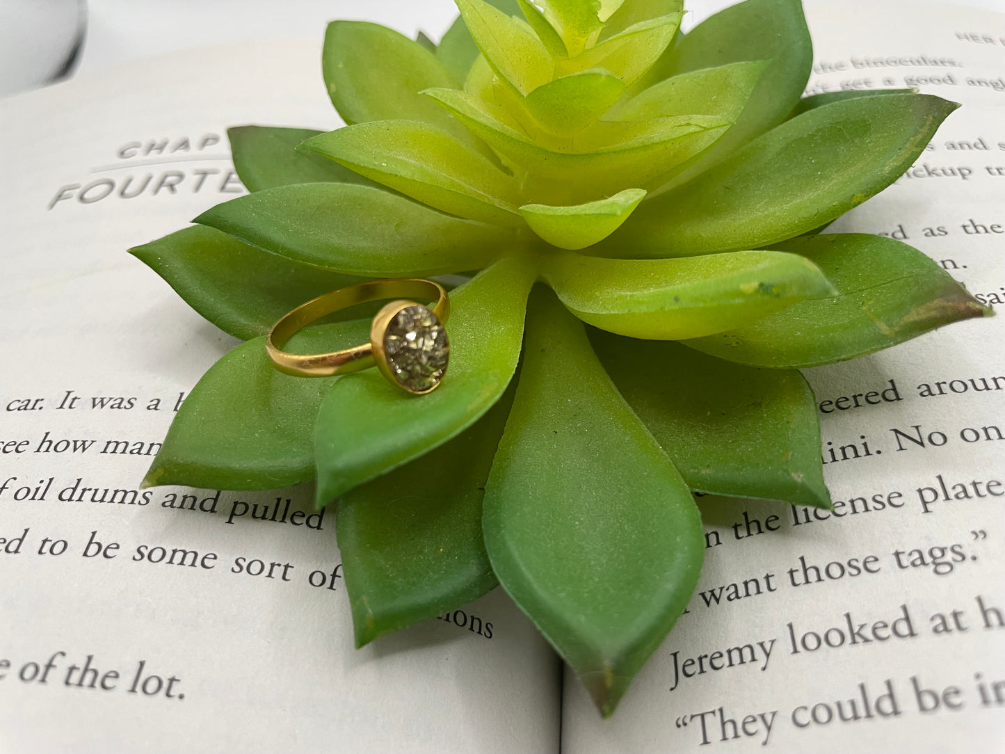 Gold Oval Textured Ring-Size 9US