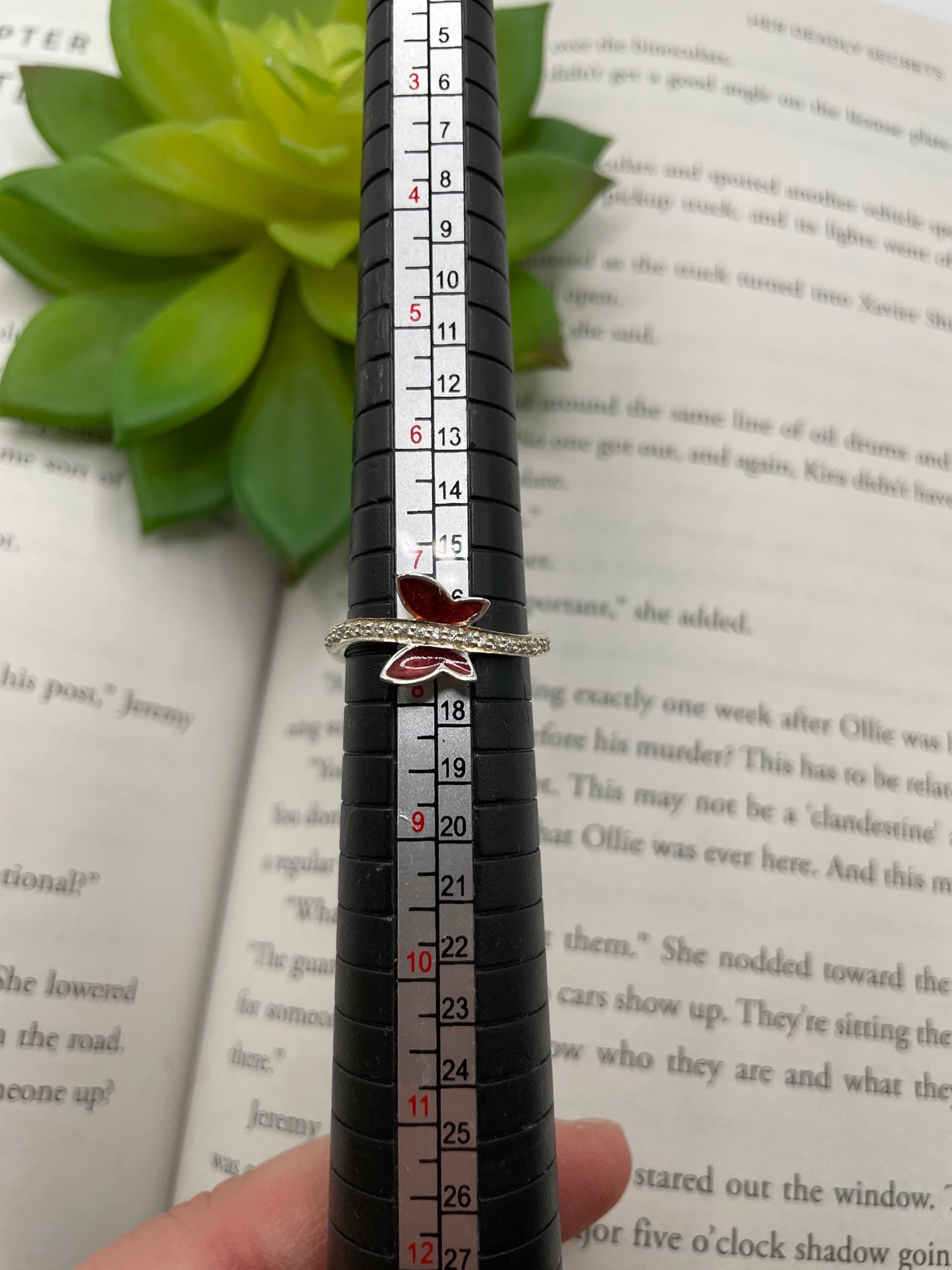 Red Butterfly ring with Zircon-Size 7 ½ US