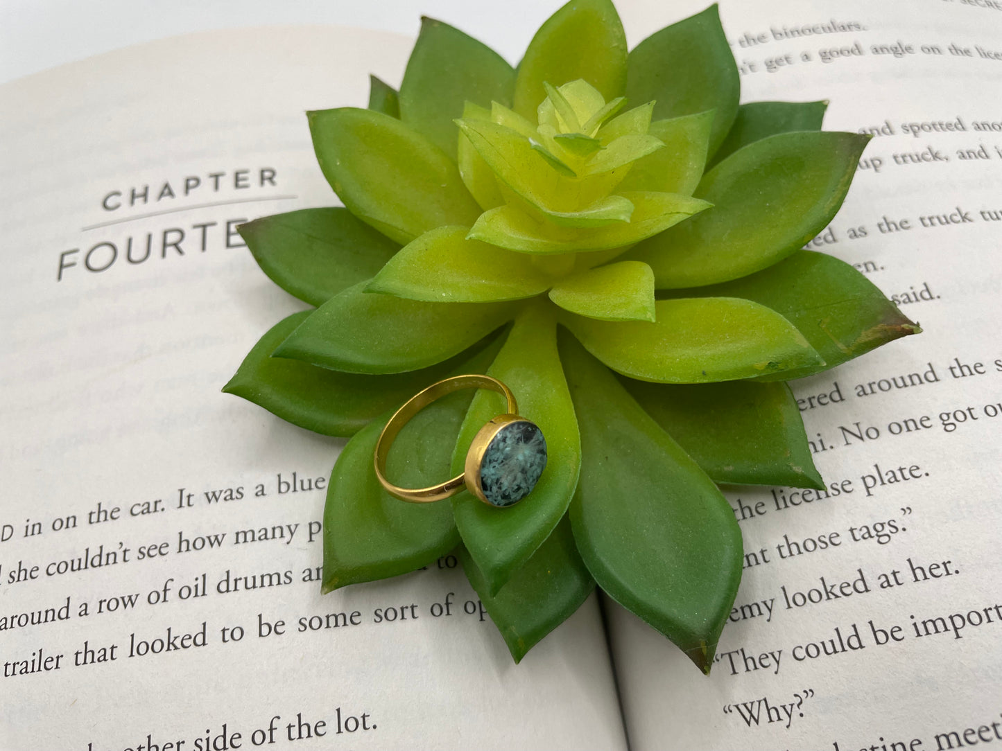 Blue Queen Anne's Lace Gold Ring-Size 9US