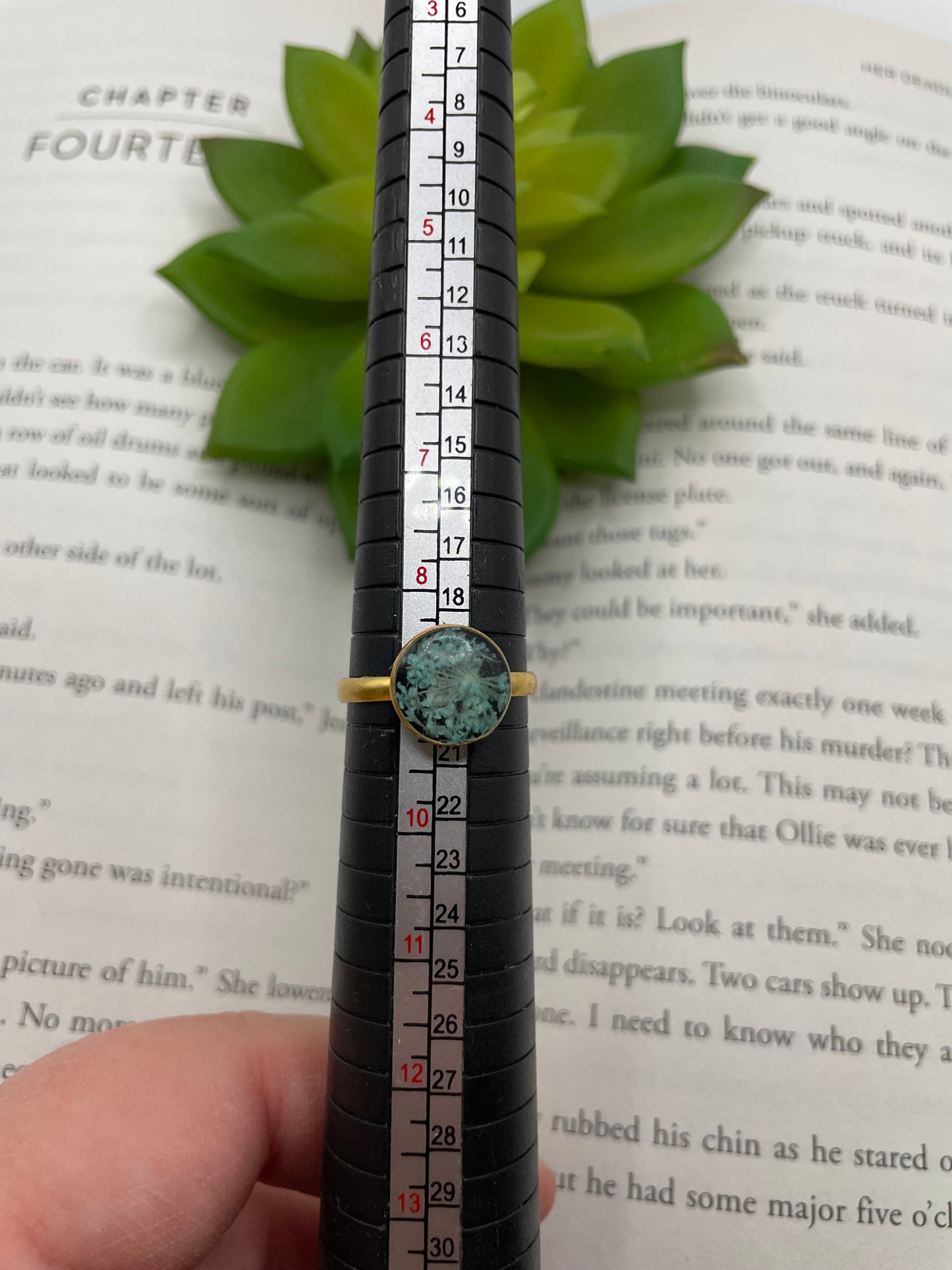 Blue Queen Anne's Lace Gold Ring-Size 9US