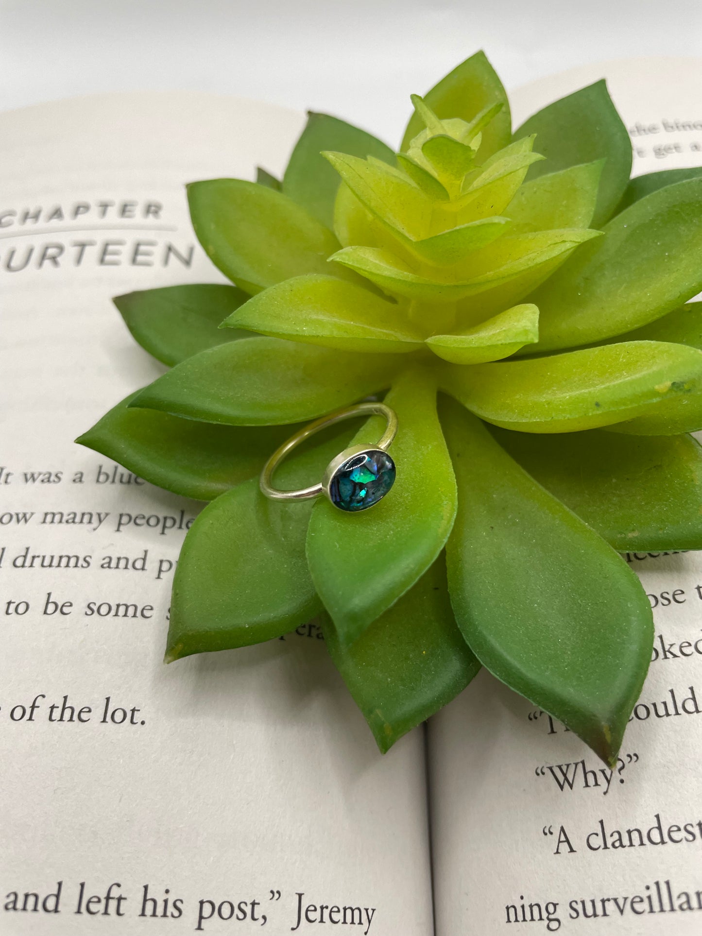 Blue Shell Oval Ring-Size 6US