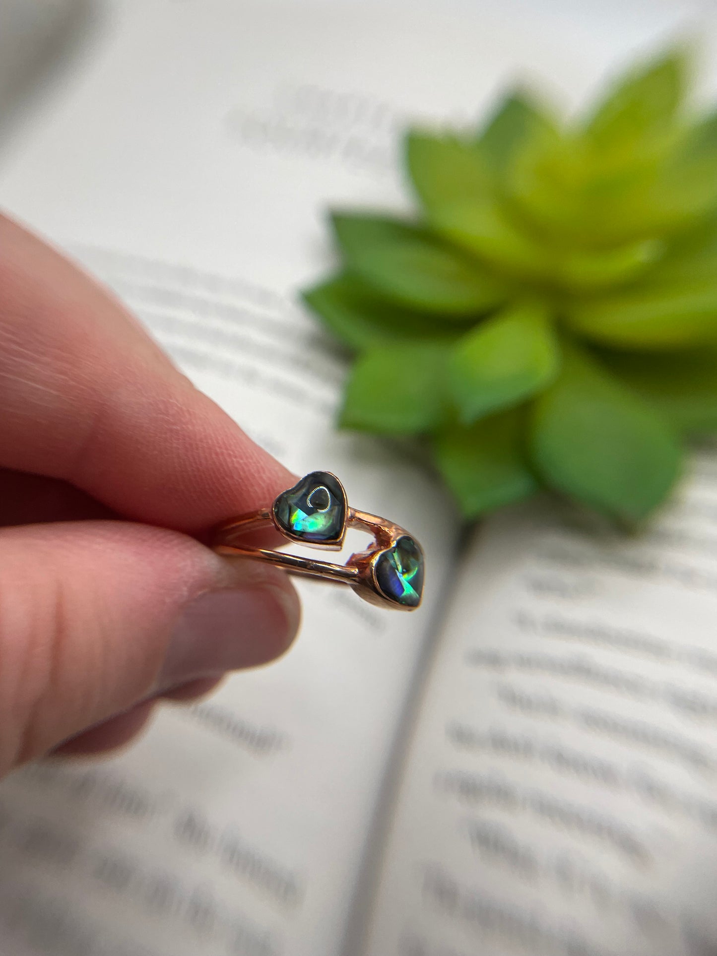 Double Heart Rose Gold Ring-Size 8½US