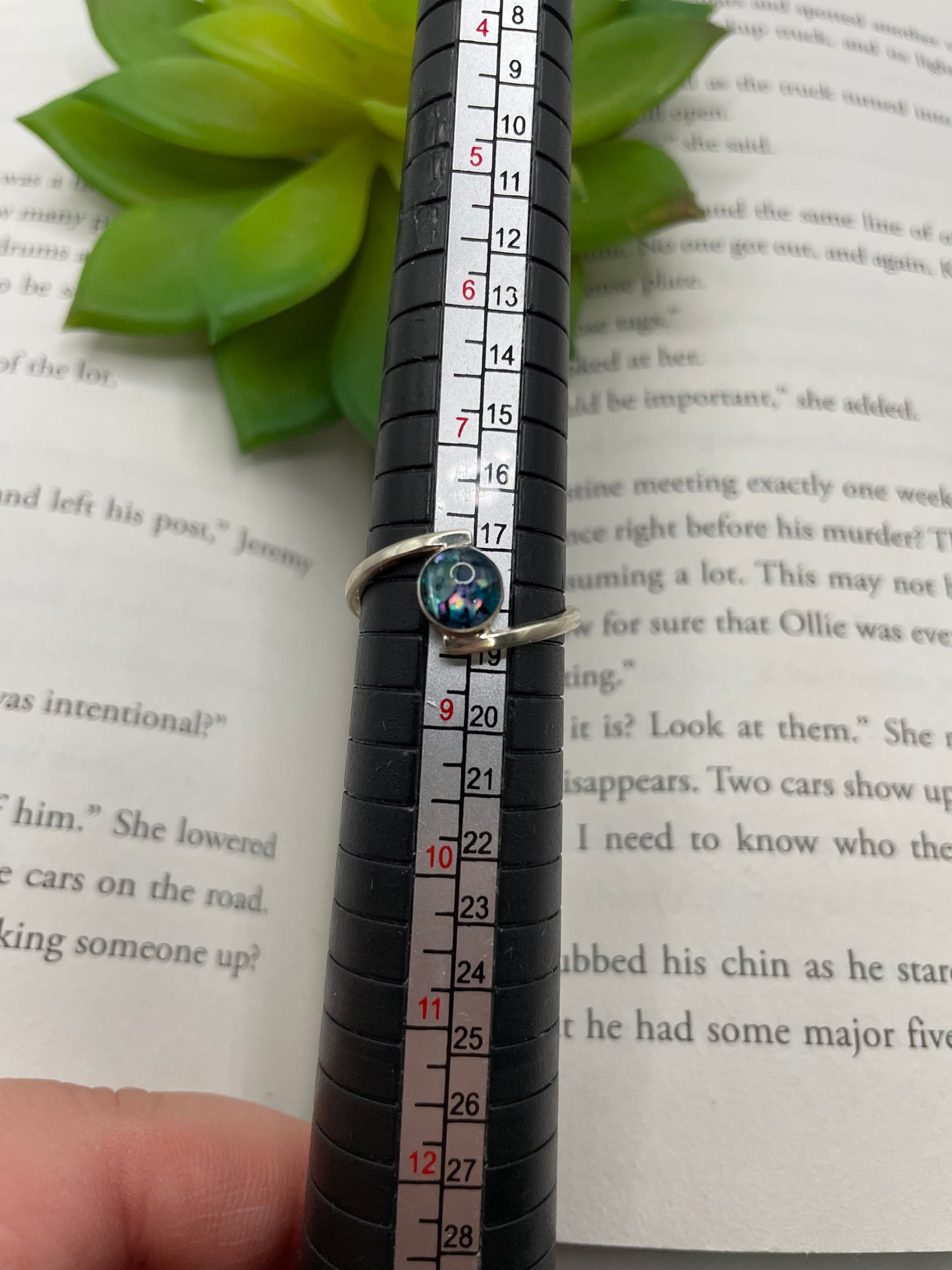 Round Blue Shell Ring- Size 8US