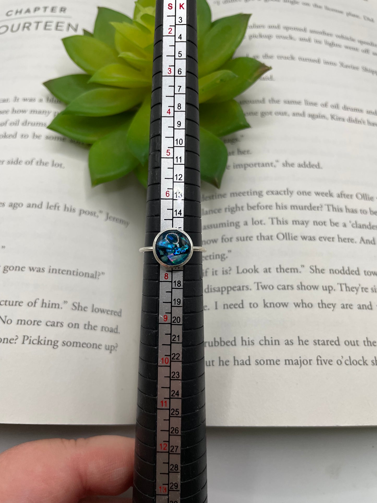 Band Cup Silver Blue Shell Ring – Size 7½ US