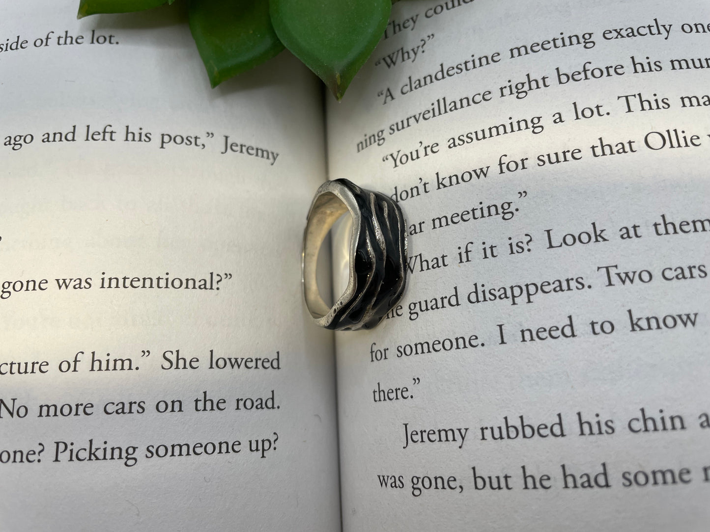 Sterling Silver Uneven Solid Band Ring – Resin & Mica Inlay