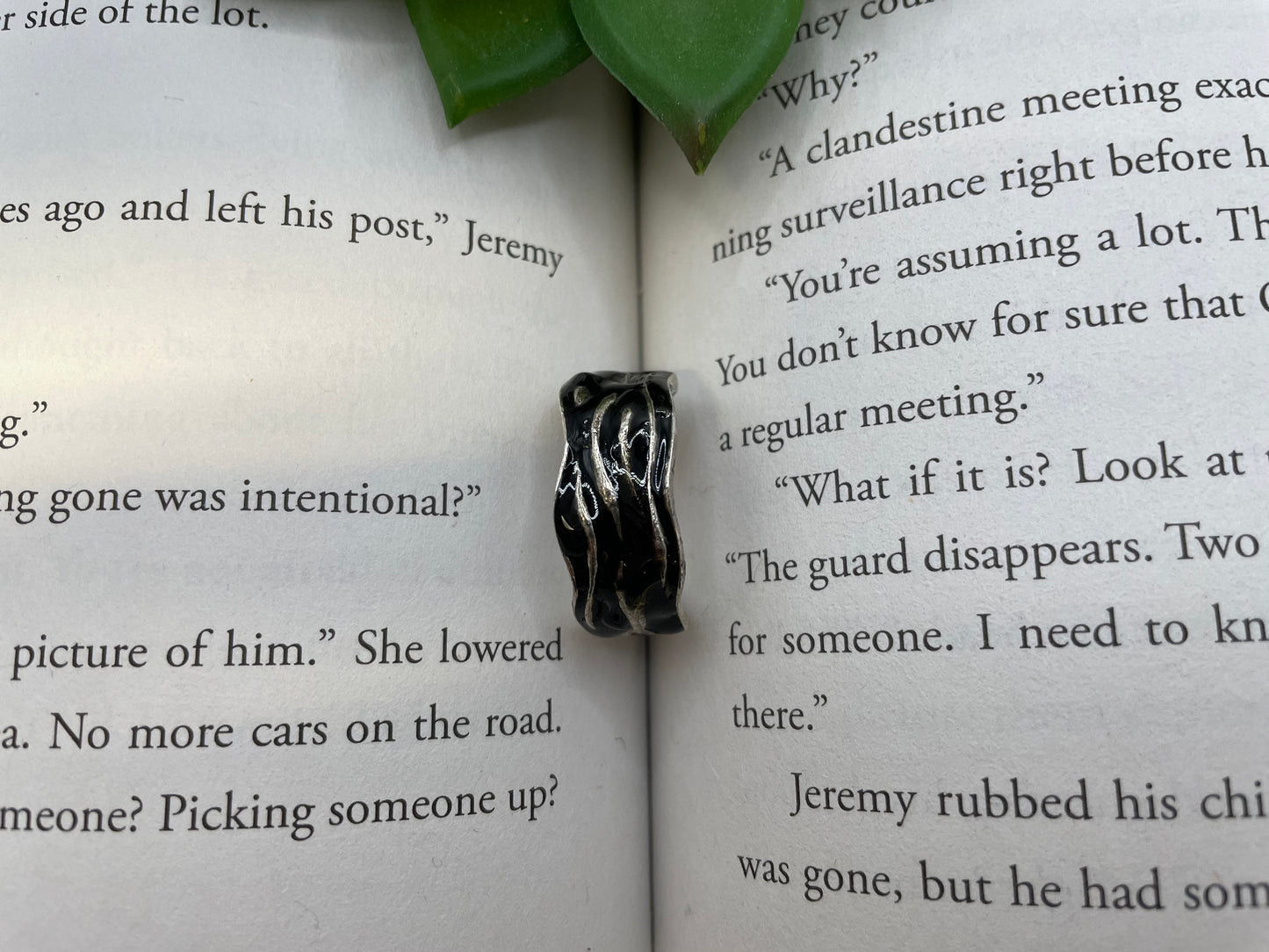 Sterling Silver Uneven Solid Band Ring – Resin & Mica Inlay