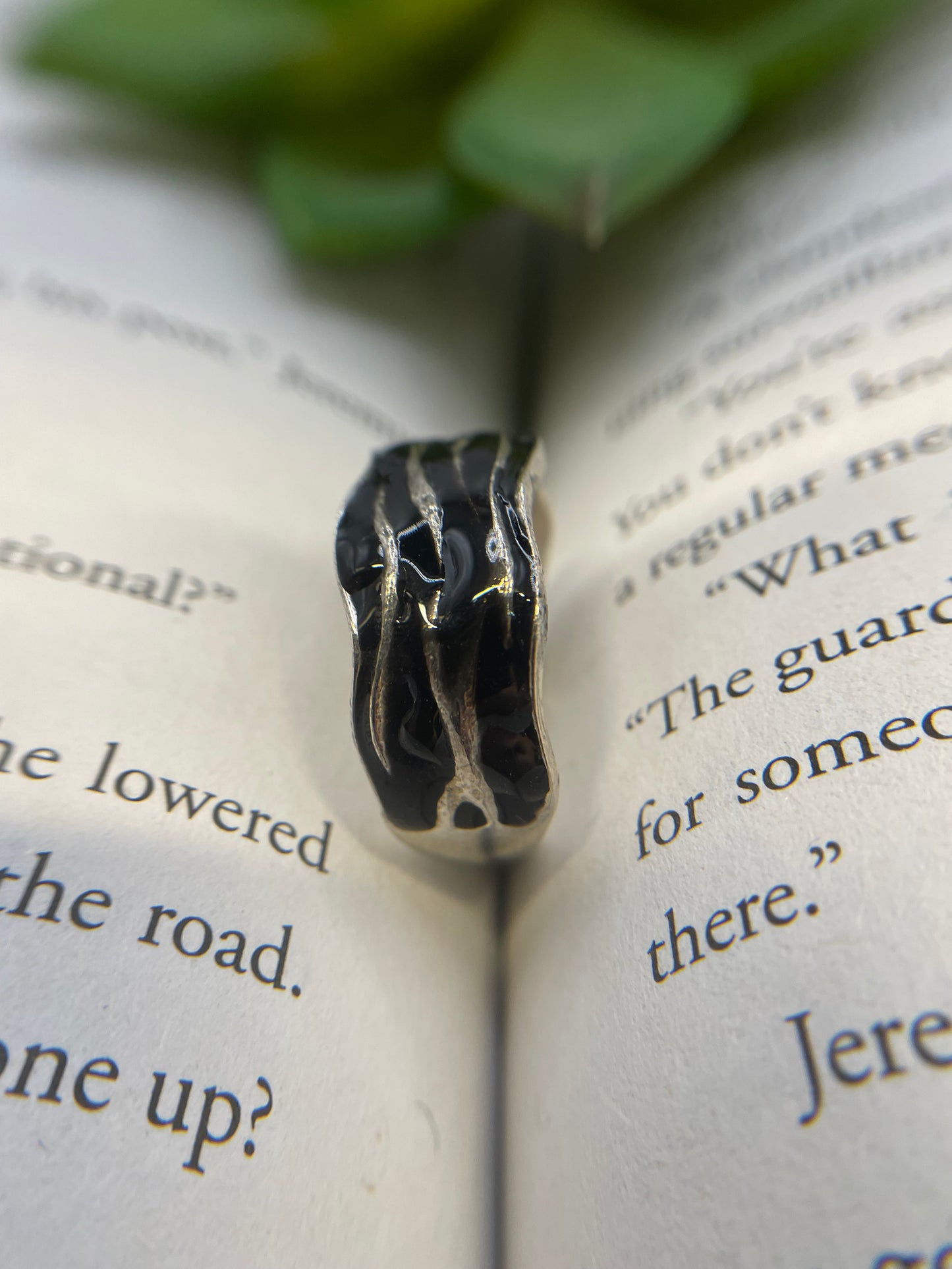 Sterling Silver Uneven Solid Band Ring – Resin & Mica Inlay