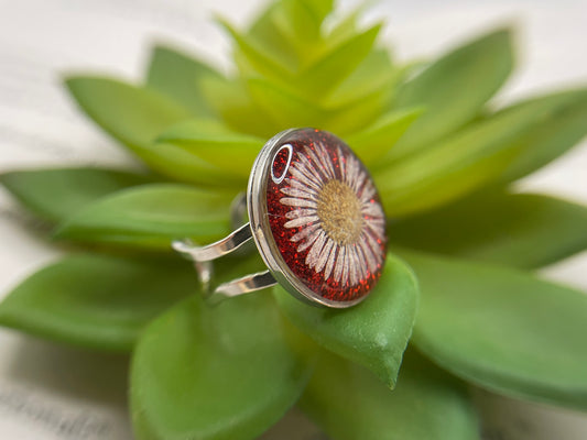 Bague marguerite – acier inoxydable (ajustable)