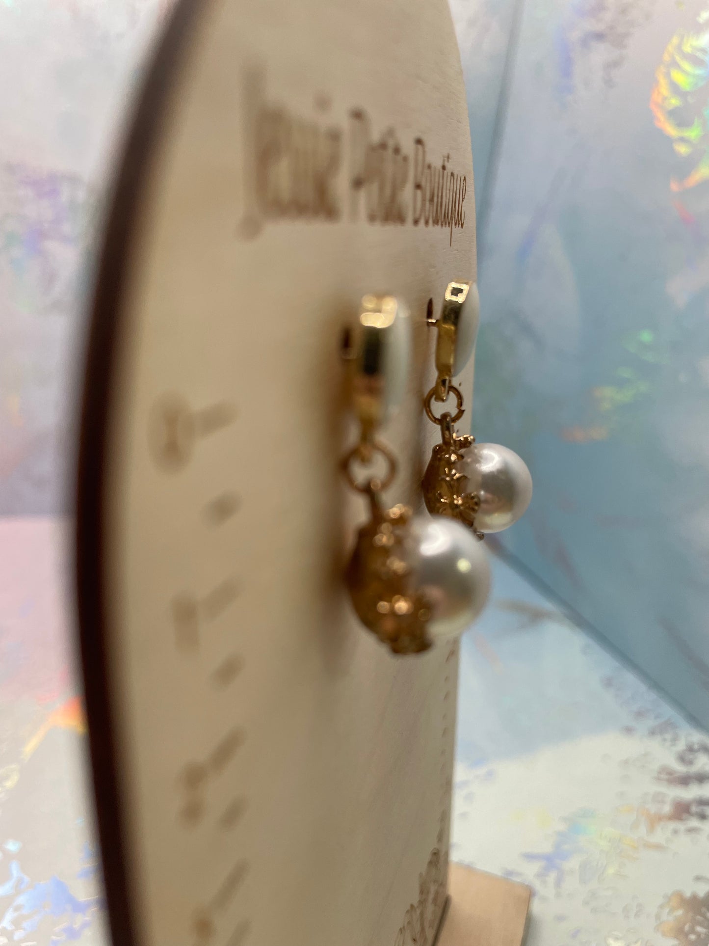 Perle avec bouton d'oreille en or rose - Sans nickel