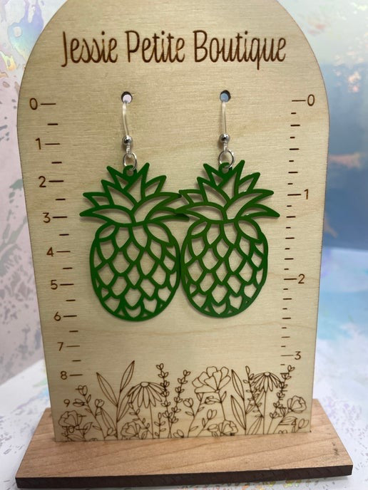Green Pineapple Earrings Hypoallergenic -Plastic