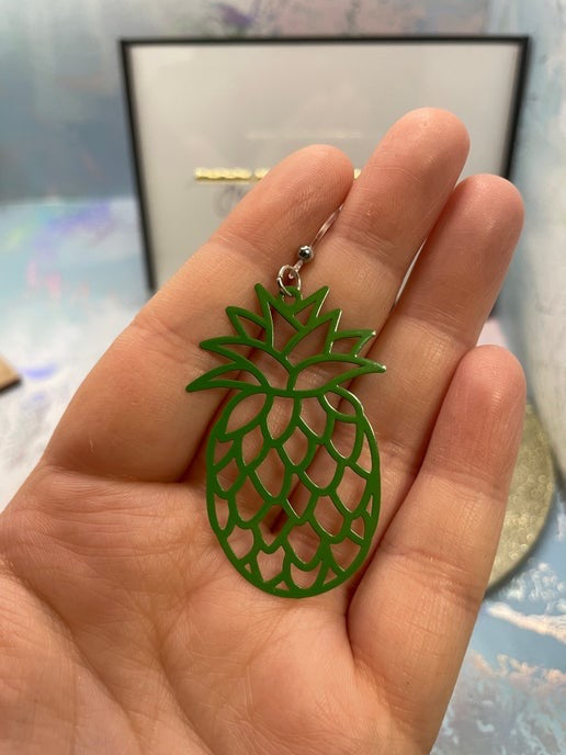 Green Pineapple Earrings Hypoallergenic -Plastic