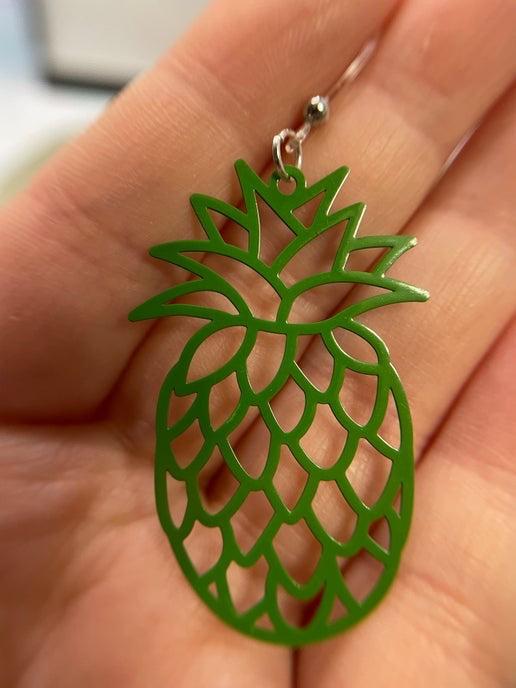 Green Pineapple Earrings Hypoallergenic -Plastic
