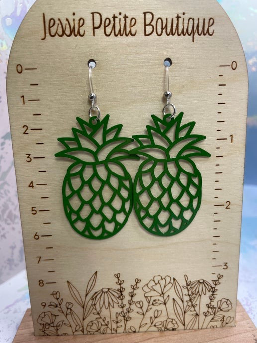 Green Pineapple Earrings Hypoallergenic -Plastic