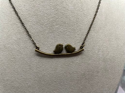Two Birds on a Branch Necklace β Bronze Finish