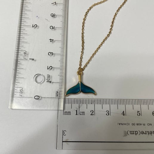 Blue Whale Tail Necklace-18'' gold chain