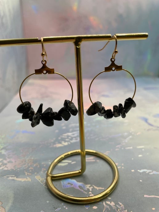 Gemstones on 2.5 cm Gold Hoop Earrings