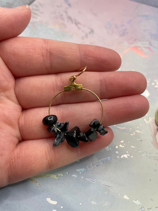Gemstones on 2.5 cm Gold Hoop Earrings
