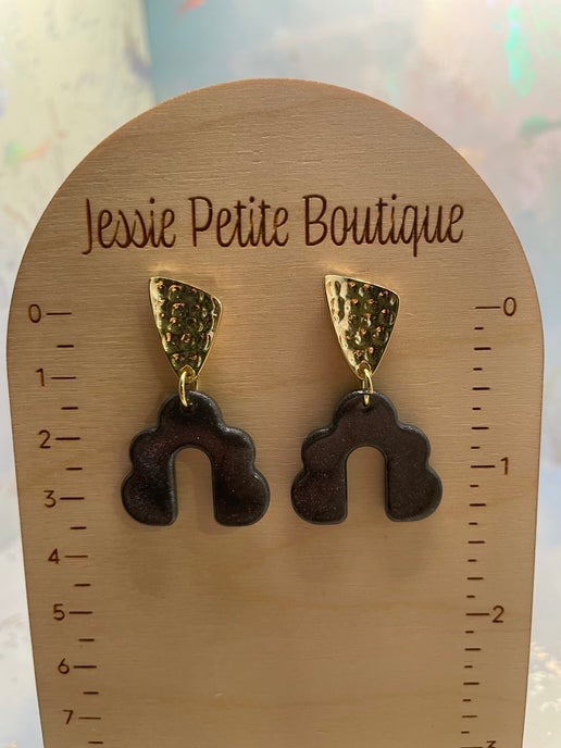 Sparkly Black Arch Earrings-Nickel Free