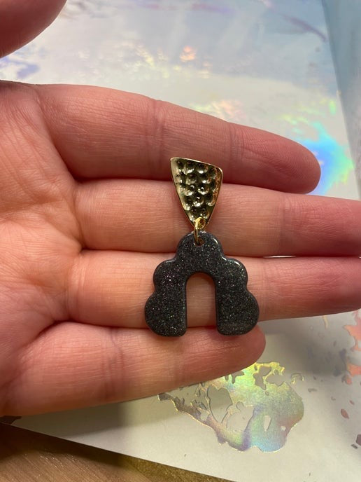 Sparkly Black Arch Earrings-Nickel Free