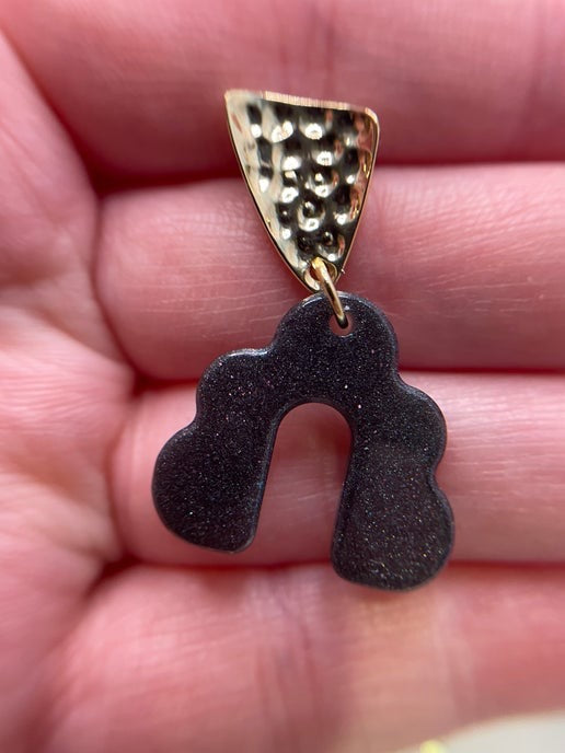 Sparkly Black Arch Earrings-Nickel Free