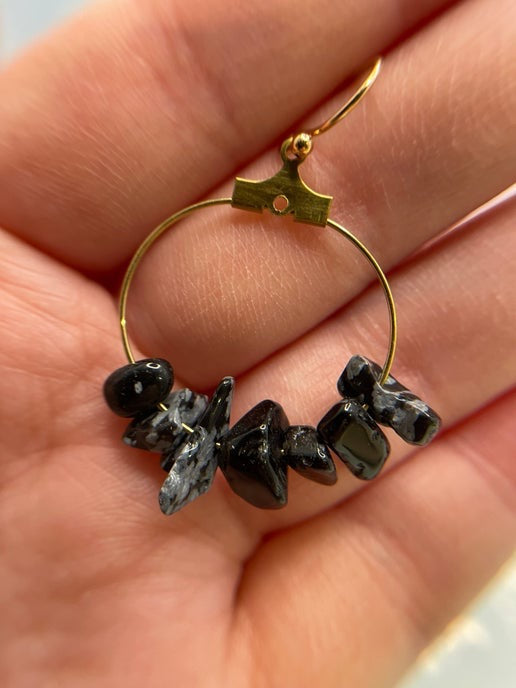 Gemstones on 2.5 cm Gold Hoop Earrings