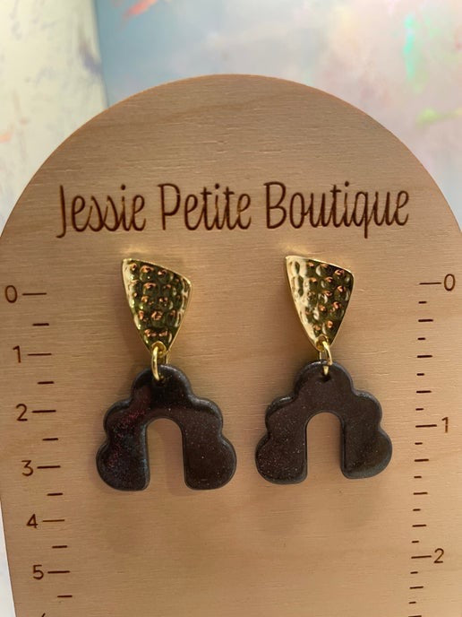 Sparkly Black Arch Earrings-Nickel Free
