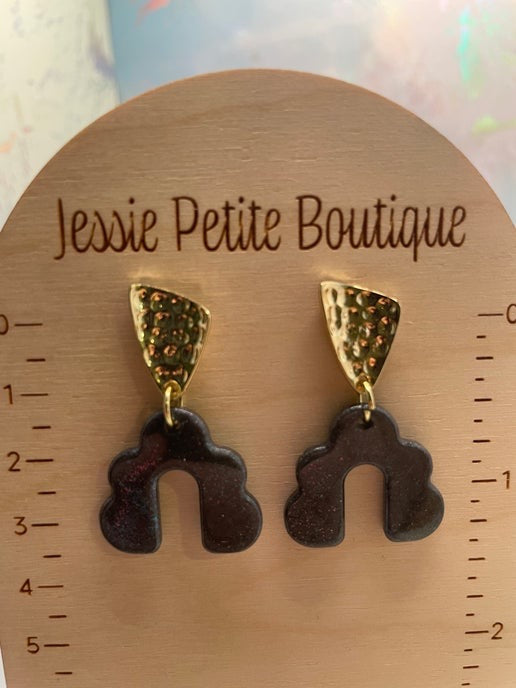 Sparkly Black Arch Earrings-Nickel Free
