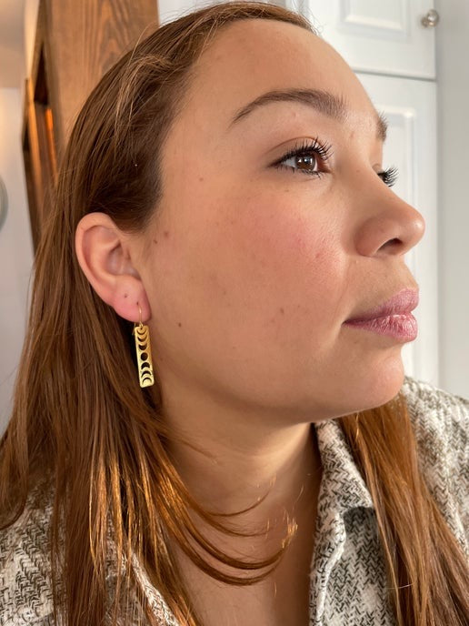 Moon Phases In Gold Rectangle Earrings NICKEL FREE