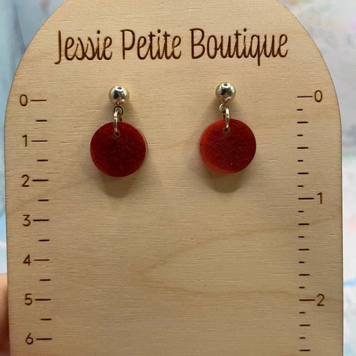 Red Circle Drop Earrings