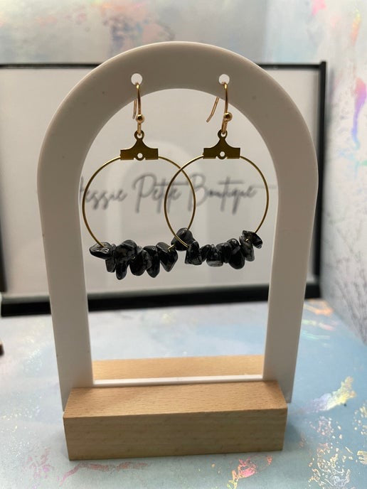 Gemstones on 2.5 cm Gold Hoop Earrings
