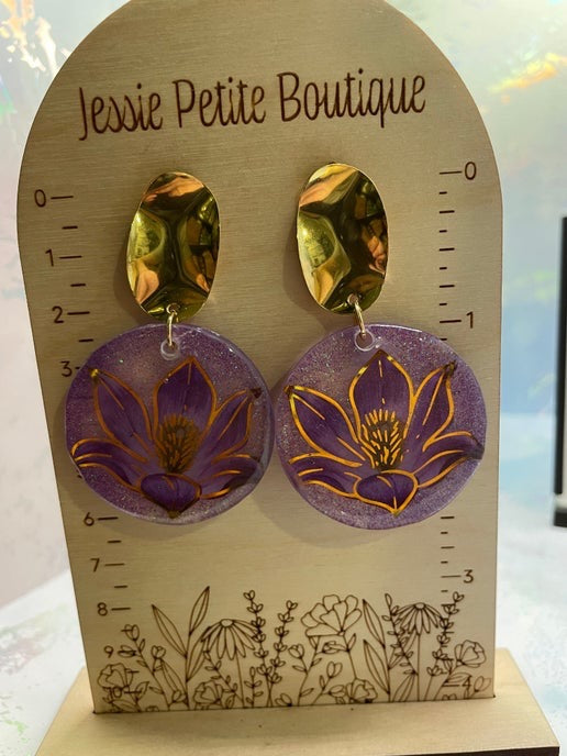 Purple Lotus Flower Earrings – Nickel Free