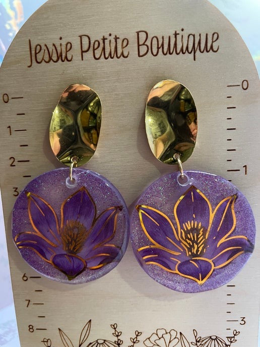 Purple Lotus Flower Earrings – Nickel Free