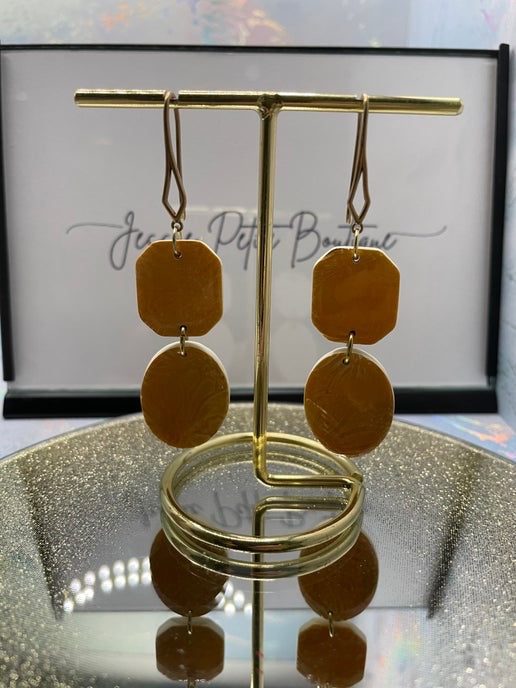 Shayna: Polymer Clay Earrings β Textured Yellow-Orange Design (Nickel Free)