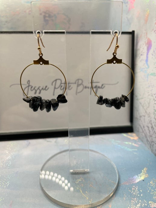 Gemstones on 2.5 cm Gold Hoop Earrings