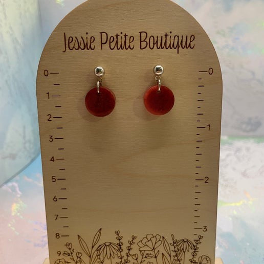 Red Circle Drop Earrings