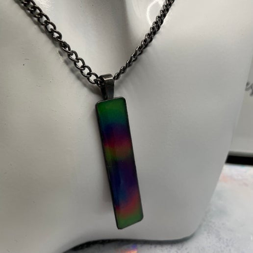 Glow-in-the-Dark- Multicolour Rectangle Necklace-Northern Lights